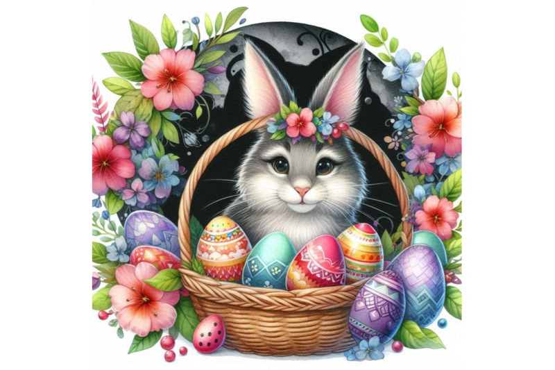 4-watercolor-beautiful-watercolor-easter-bunny-with-decorated-eggs-in