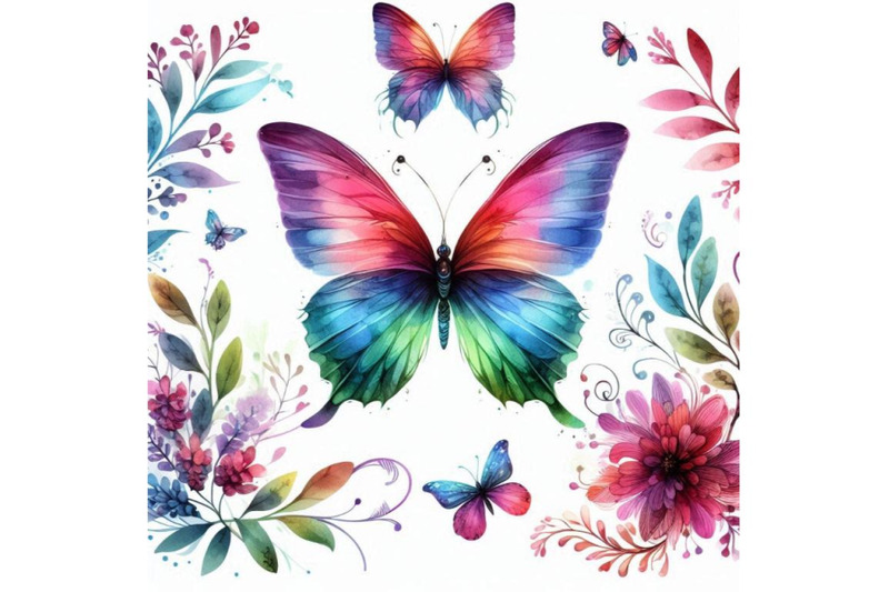 4-watercolor-butterfly-design-over-white-background-colorful-backgro