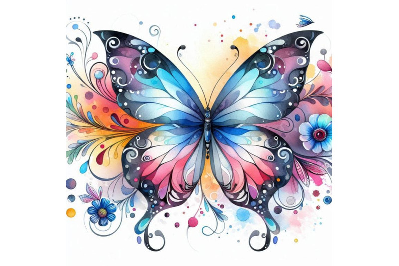 4-watercolor-butterfly-design-over-white-background-colorful-backgro