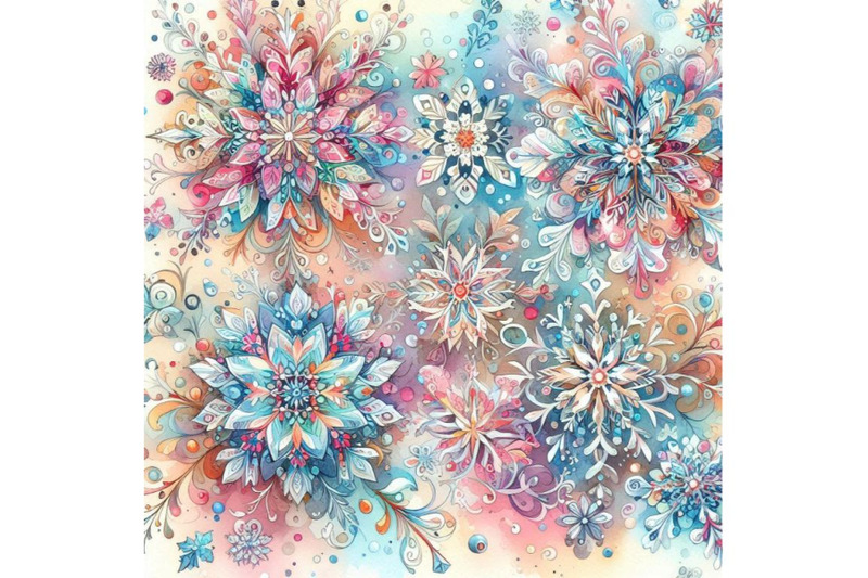 4-beautiful-watercolor-snowflakescolorful-background