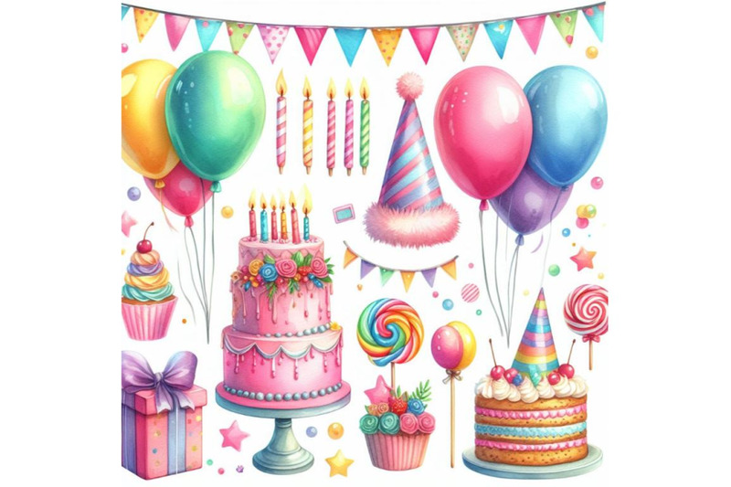 4-birthday-party-element-colorful-background