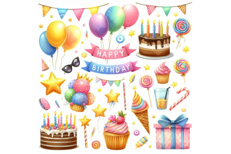 4-birthday-party-element-colorful-background