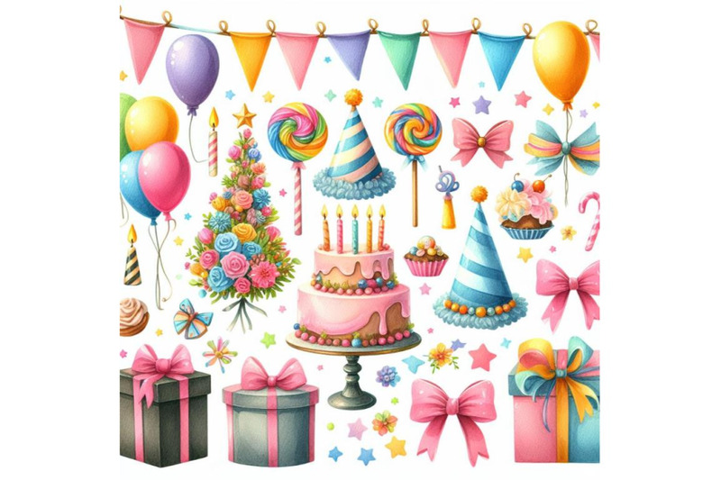 4-birthday-party-element-colorful-background