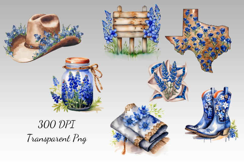 blue-bonnet-flowerwatercolor-clipart-bundle