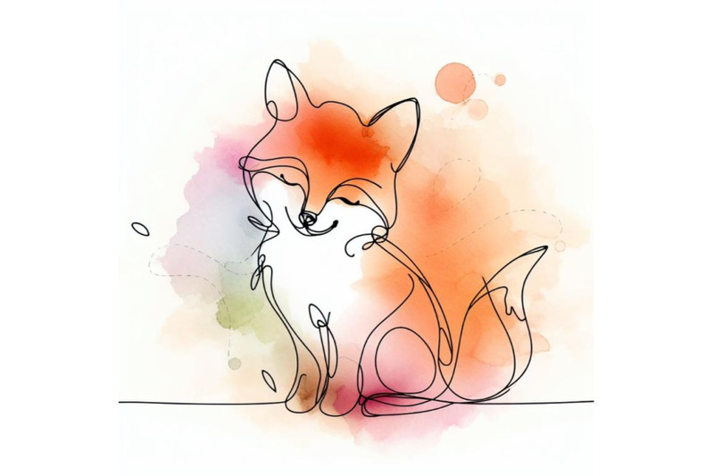 4-cute-little-fox-continuous-line-drawing-abstract-minimalcolorful-ba