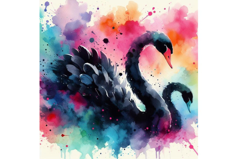 4-digital-art-abstract-black-swancolorful-background