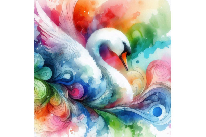 4-digital-art-abstract-colorful-swan-colorful-background