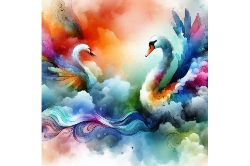 4-digital-art-abstract-colorful-swan-colorful-background