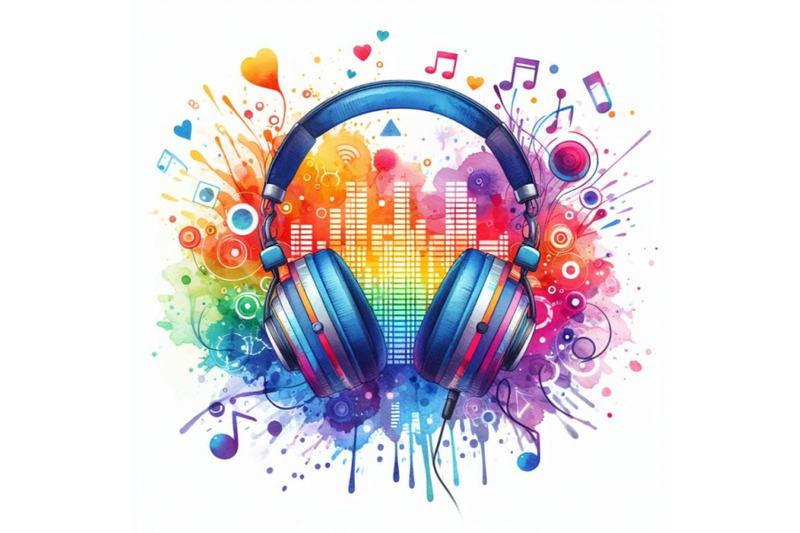 4-headphones-icon-with-sound-wave-beatscolorful-background