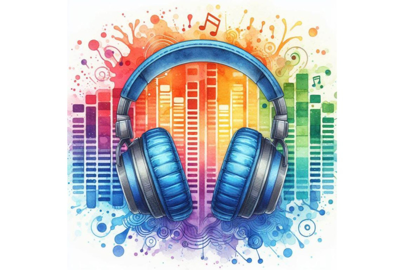 4-headphones-icon-with-sound-wave-beatscolorful-background