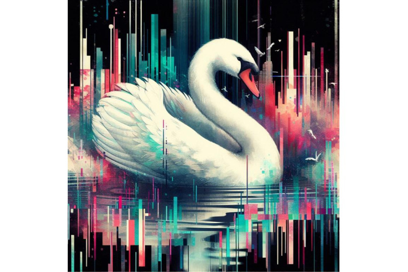 4-llustration-swan-in-glitch-art-style-on-dark-backgroundcolorful-back