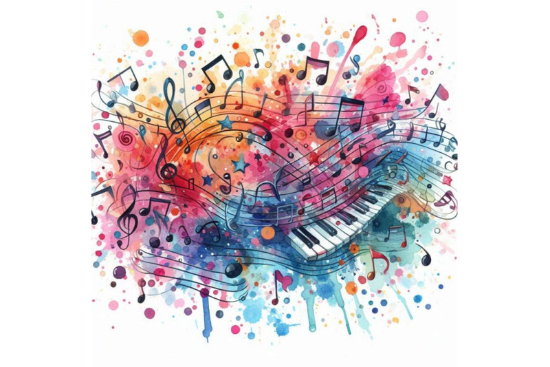 4-music-notes-background-on-white-colorful-background