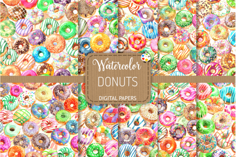 donuts-set-3-watercolor-dessert-papers