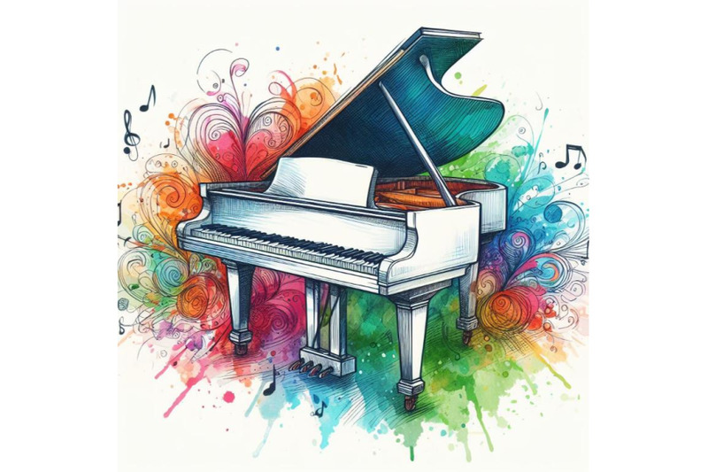 4-piano-sketch-doodle-style-colorful-background