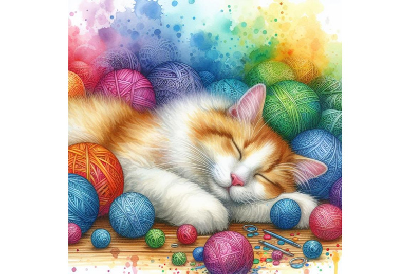 4-sleeping-cat-colorful-background