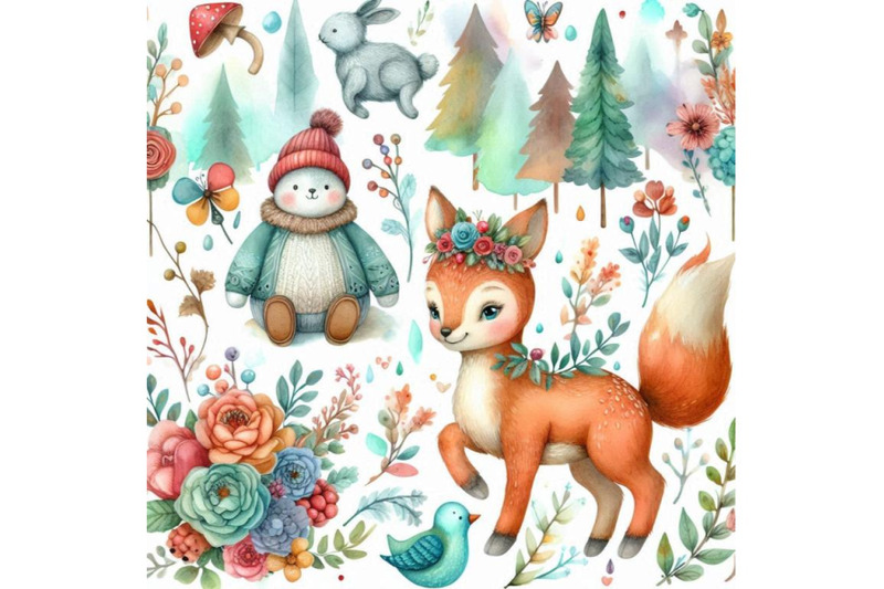 4-whimsical-woodland-charming-animal-colorful-background