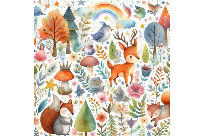 4-whimsical-woodland-charming-animal-colorful-background