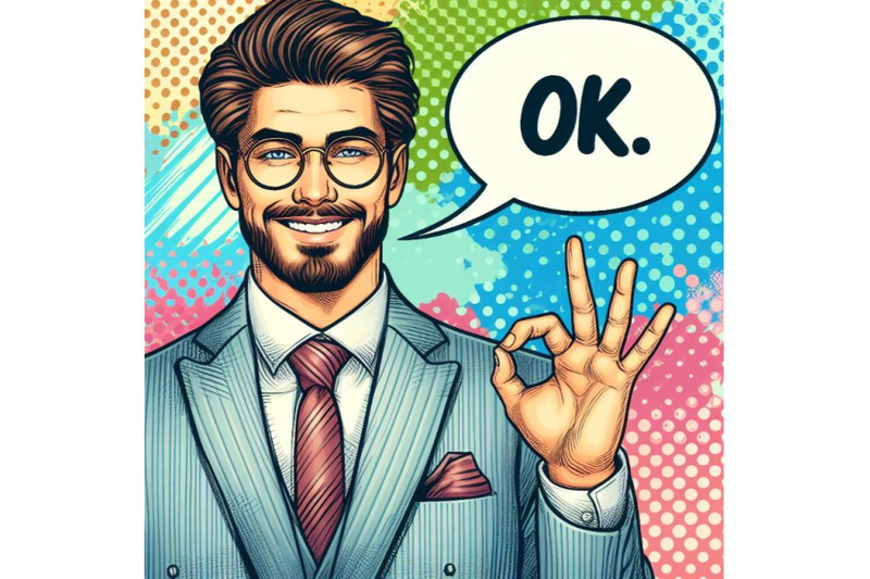4-watercolor-man-smile-and-shows-ok-hand-sign-with-speech-bubble-vect