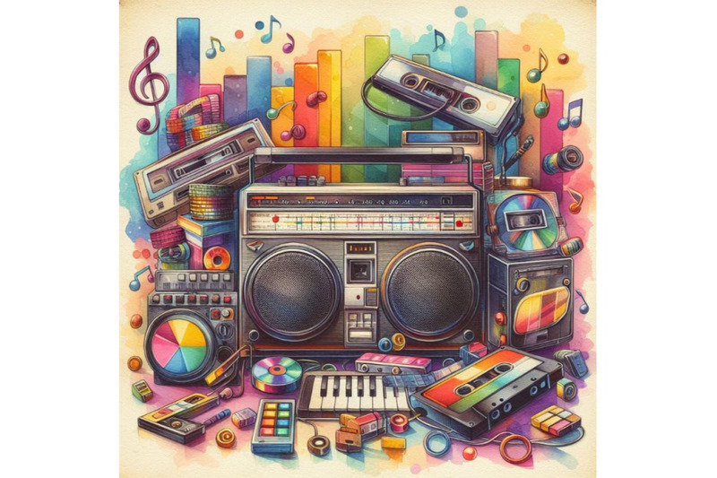 4-watercolor-easy-scalable-vintage-music-player-from-80s-colorful-bac