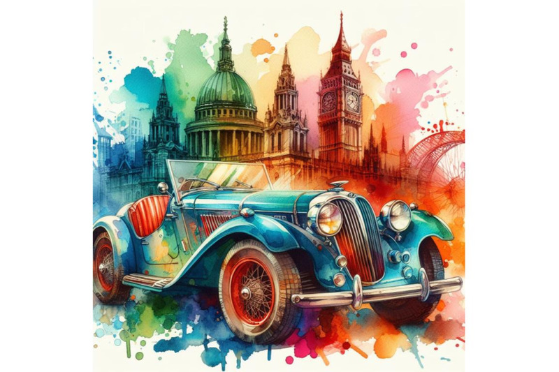 4-watercolor-retro-car-to-use-in-the-design-colorful-background