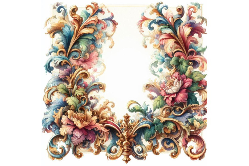 4-watercolor-vintage-border-frame-calligraphy-engraving-baroque-colorf