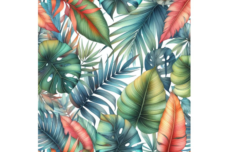 4-watercolor-tropical-leaves-hand-drawn-seamless-pattern-colorful-bac
