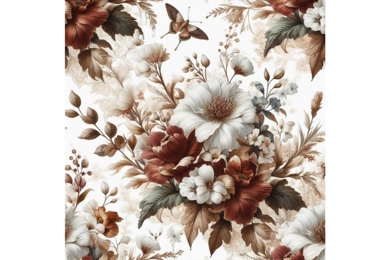 4-watercolor-seamless-white-floral-pattern-with-vintage-brown-elements