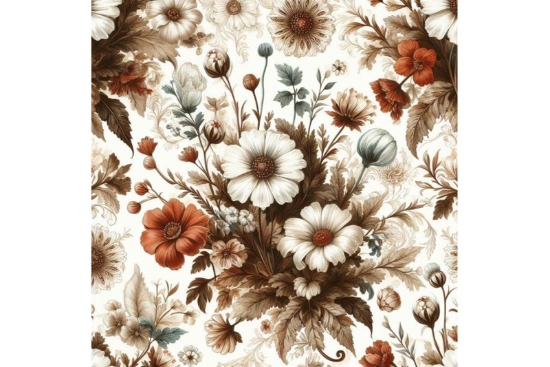 4-watercolor-seamless-white-floral-pattern-with-vintage-brown-elements