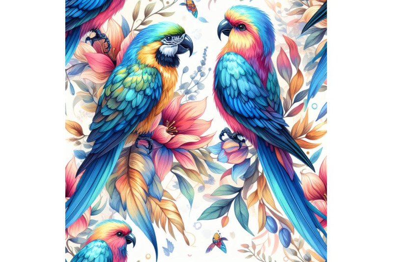 4-watercolor-beautiful-vector-pattern-with-nice-watercolor-rosella-bir