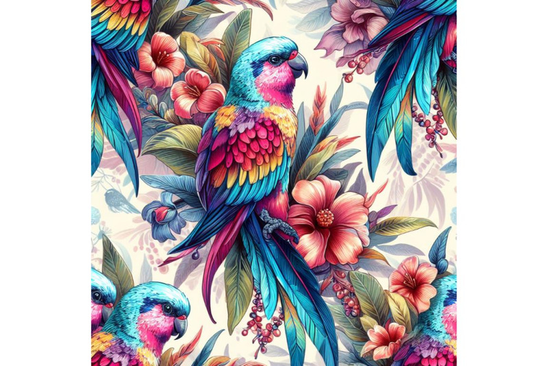 4-watercolor-beautiful-vector-pattern-with-nice-watercolor-rosella-bir