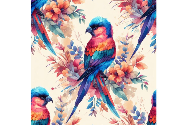 4-watercolor-beautiful-vector-pattern-with-nice-watercolor-rosella-bir