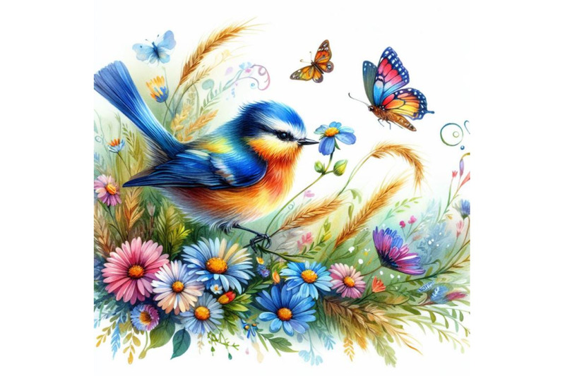 4-watercolor-watercolor-colorful-bird-and-butterfly-with-grass-and-flo