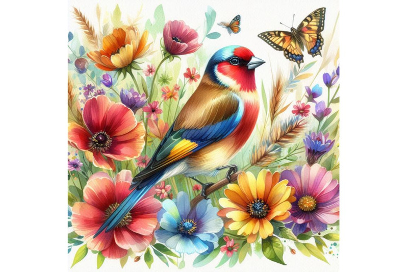 4-watercolor-watercolor-colorful-bird-and-butterfly-with-grass-and-flo