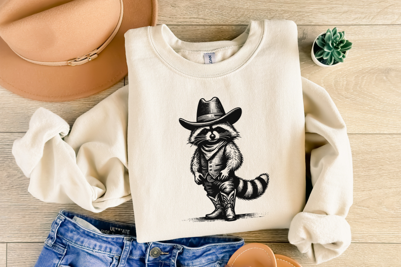 western-raccoon-png-vintage-distressed-animal-lover-designs-trash-panda-amp-cowboy-retro-graphics-funny-weirdcore-90s-tee-download
