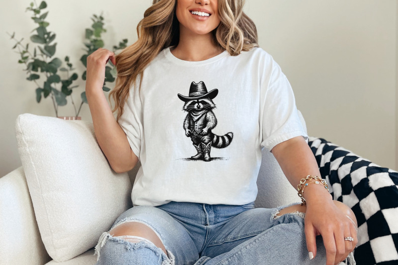 western-raccoon-png-vintage-distressed-animal-lover-designs-trash-panda-amp-cowboy-retro-graphics-funny-weirdcore-90s-tee-download