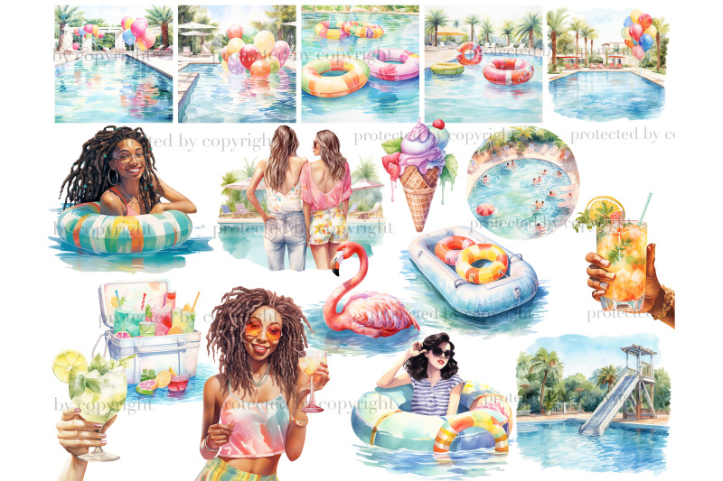 pool-party-clipart-summer-party-png-bundle