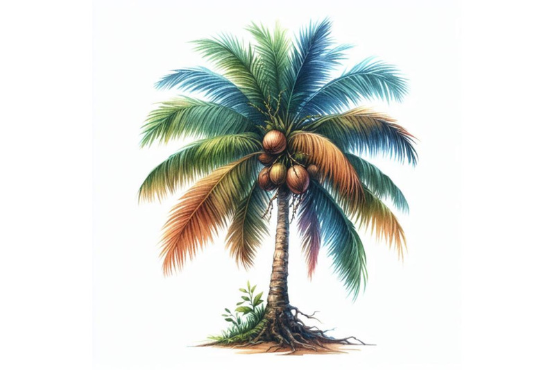 watercolor-coconut-tree