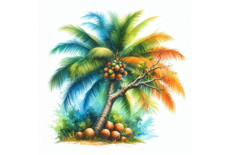 watercolor-coconut-tree