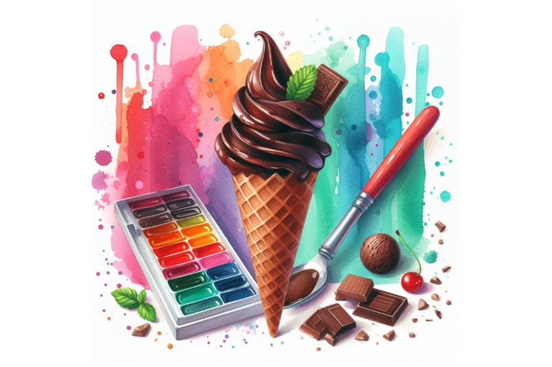 4-watercolor-chocolate-ice-cream-cone-on-a-white-background-colorful-b