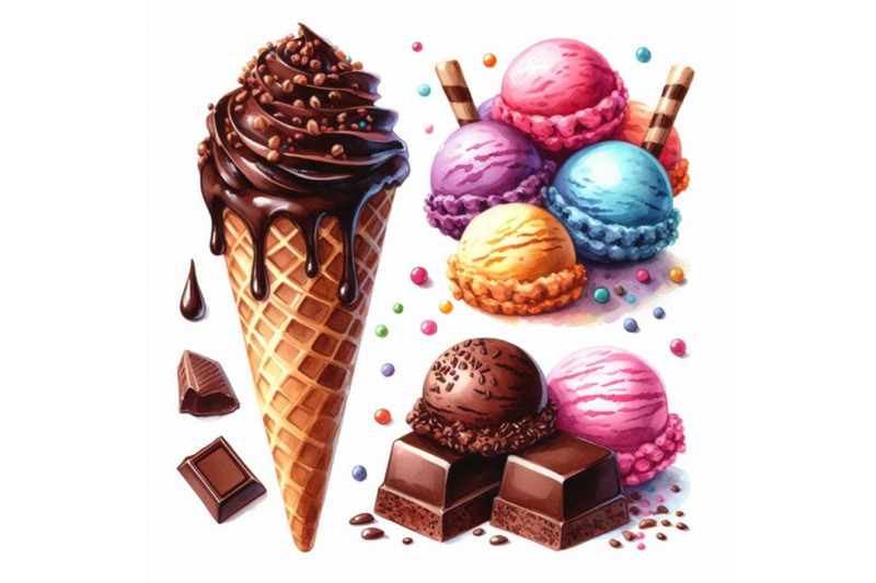 4-watercolor-chocolate-ice-cream-cone-on-a-white-background-colorful-b