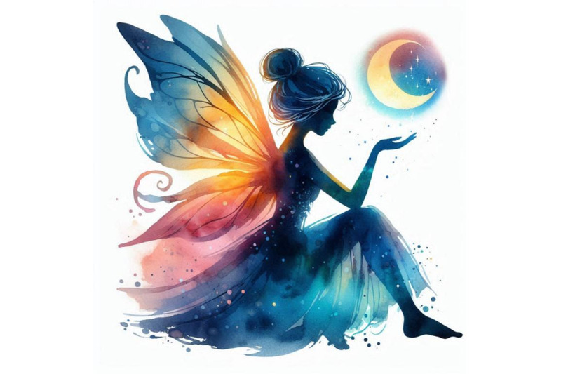 4-watercolor-illustration-of-sitting-fairy-silhouette-magical-fairy-l