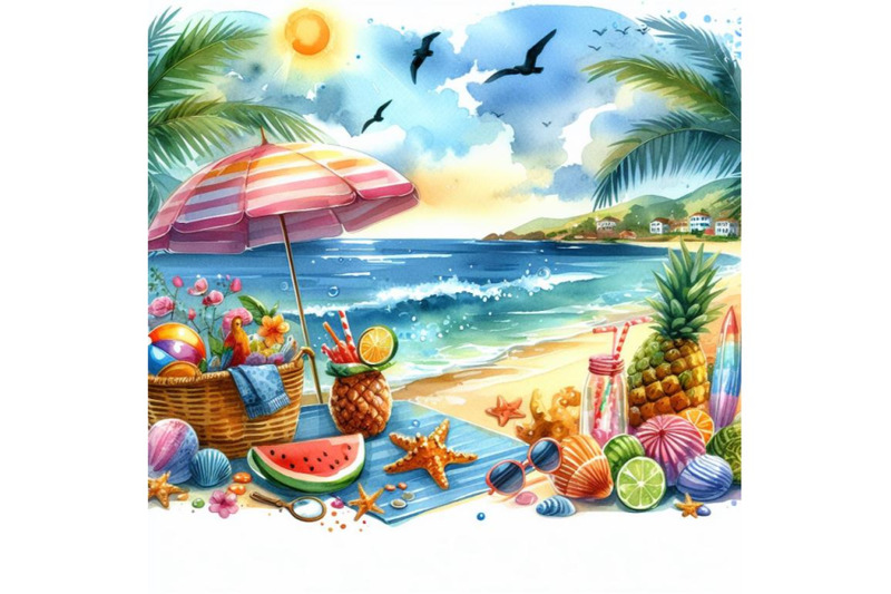 4-watercolor-summer-beach-vector-illustration-wallpaper-colorful-backg
