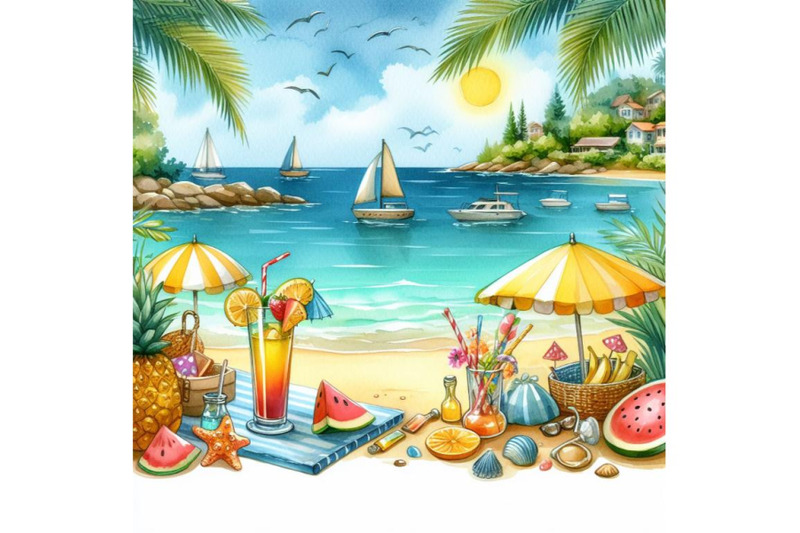 4-watercolor-summer-beach-vector-illustration-wallpaper-colorful-backg