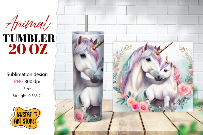 animal-tumbler-sublimation-mom-and-baby-unicorn-tumbler-wrap