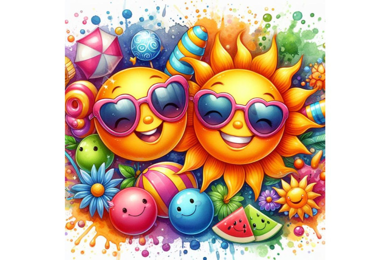 4-watercolor-3d-realistic-happy-smiling-cute-sun-vector-with-colorful