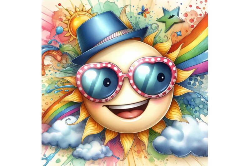 4-watercolor-3d-realistic-happy-smiling-cute-sun-vector-with-colorful