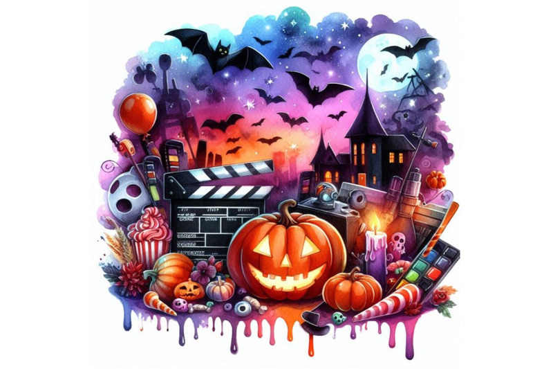 4-watercolor-halloween-3d-movie-on-a-white-background-colorful-backgro