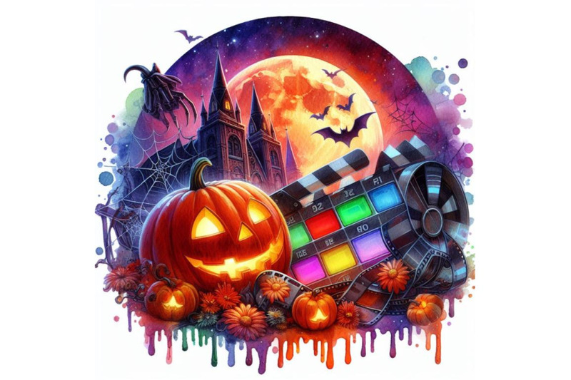 4-watercolor-halloween-3d-movie-on-a-white-background-colorful-backgro