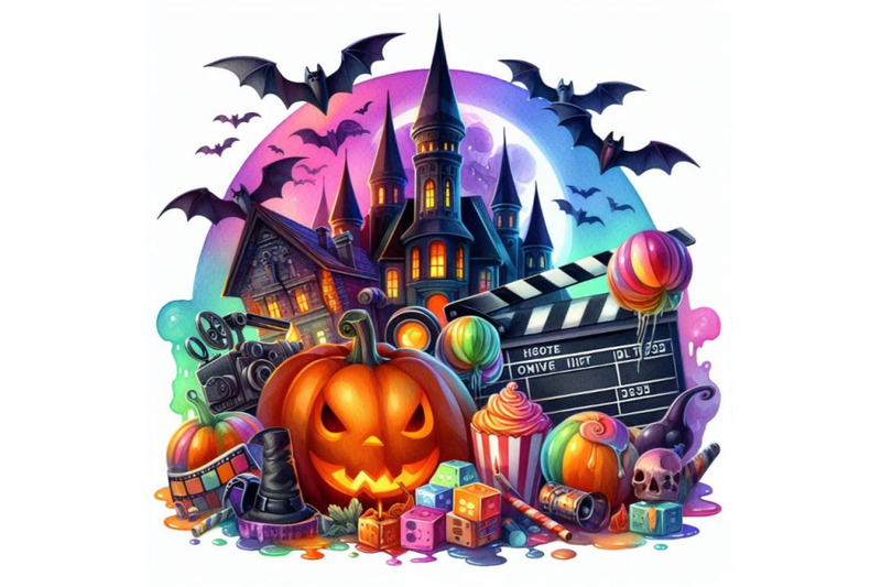 4-watercolor-halloween-3d-movie-on-a-white-background-colorful-backgro