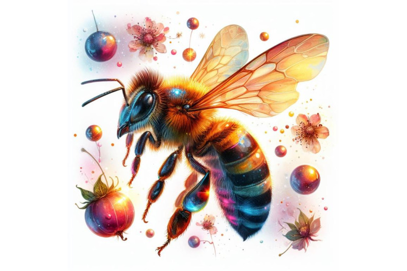 4-watercolor-shiny-honey-bee-colorful-background